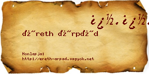 Éreth Árpád névjegykártya